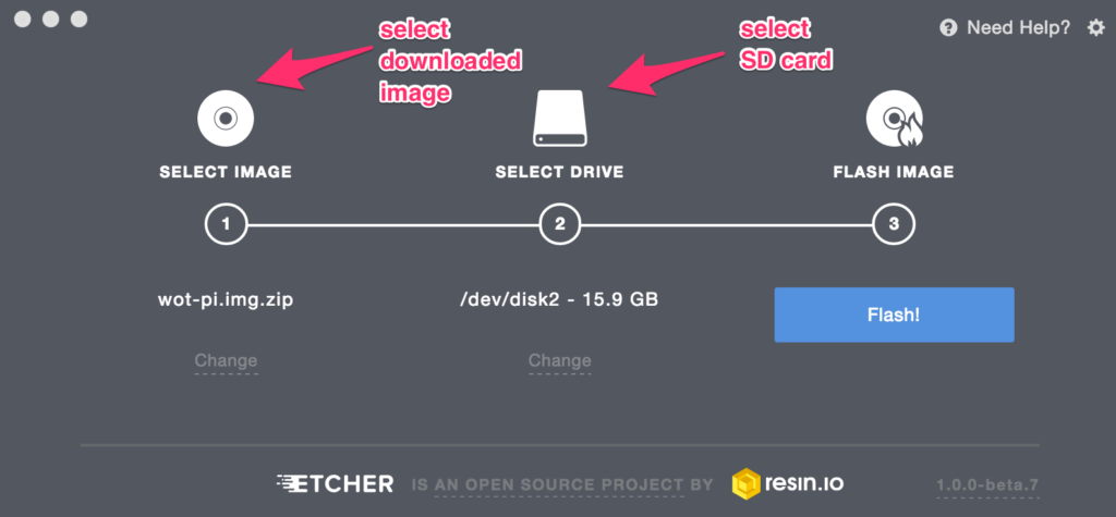 Using Etcher for the Raspberry Pi